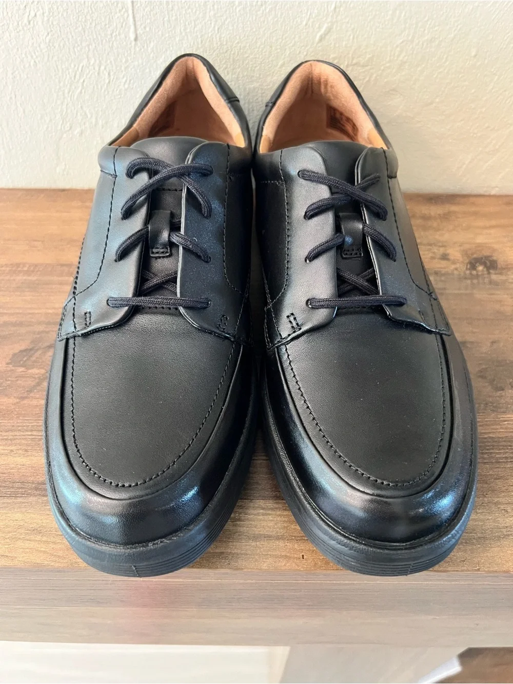 Clarks NWOB Unstructured black moc toe Oxfords US Mens Sz 11 M